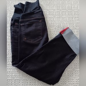 KUT Maternity size 12 Full Panel Dark Washed Cropped Denim Jeans Stretch NWT